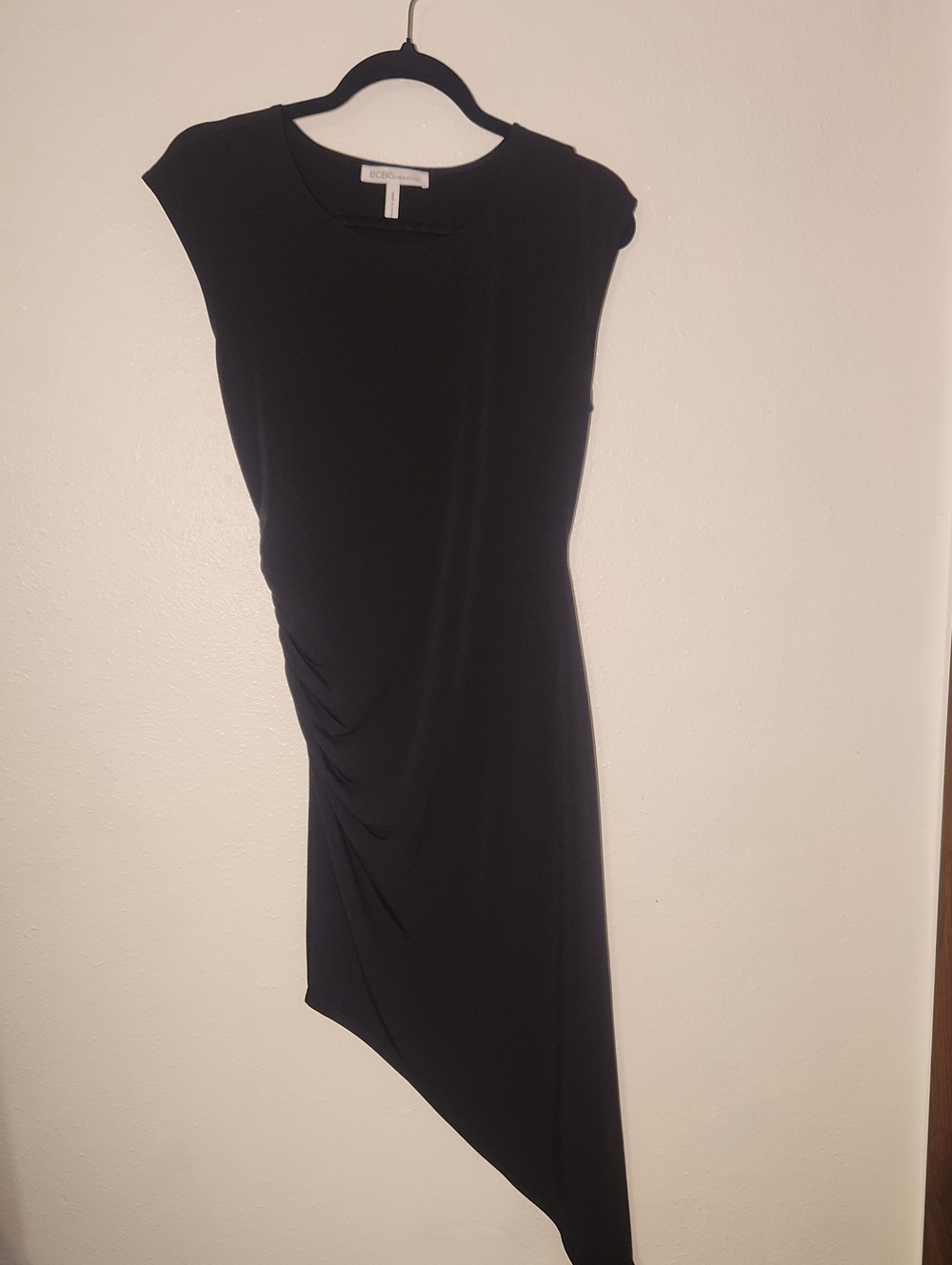 BCBG Black Asymmetrical Cap-Sleeve Dress